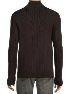 Billy Reid Sweaters|Mockneck Ribbed Henley Sweater