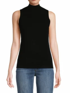 Women Sofia Cashmere Mockneck Sleeveless Cashmere Vest
