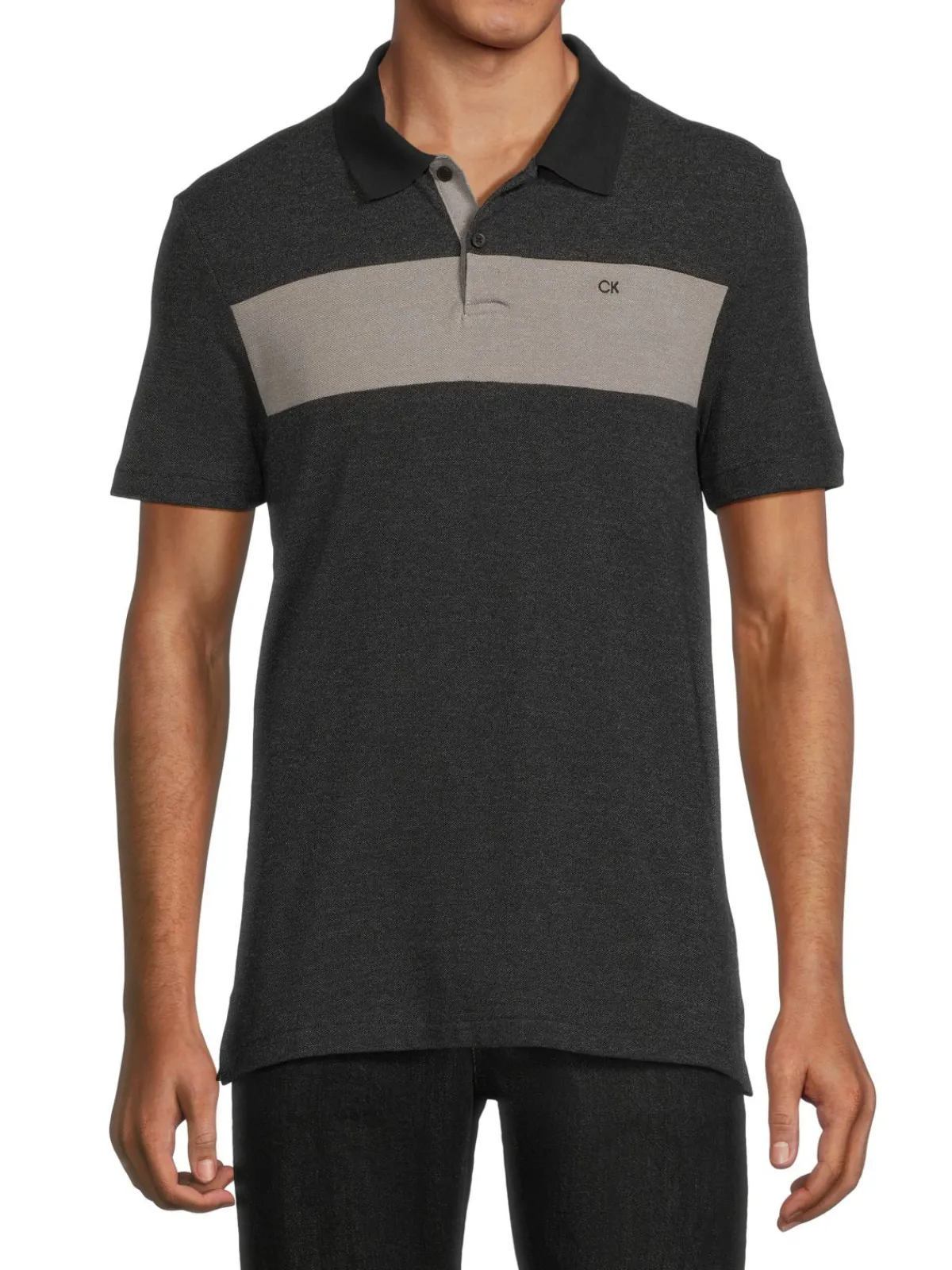 Calvin Klein Polos|Mocktwist Colorblock Pique Polo Black