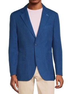 TailorByrd Blazers & Sportcoats|Modern Fit Check Sportcoat Navy Royal