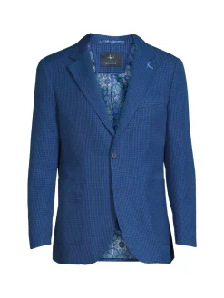 TailorByrd Blazers & Sportcoats|Modern Fit Check Sportcoat Navy Royal