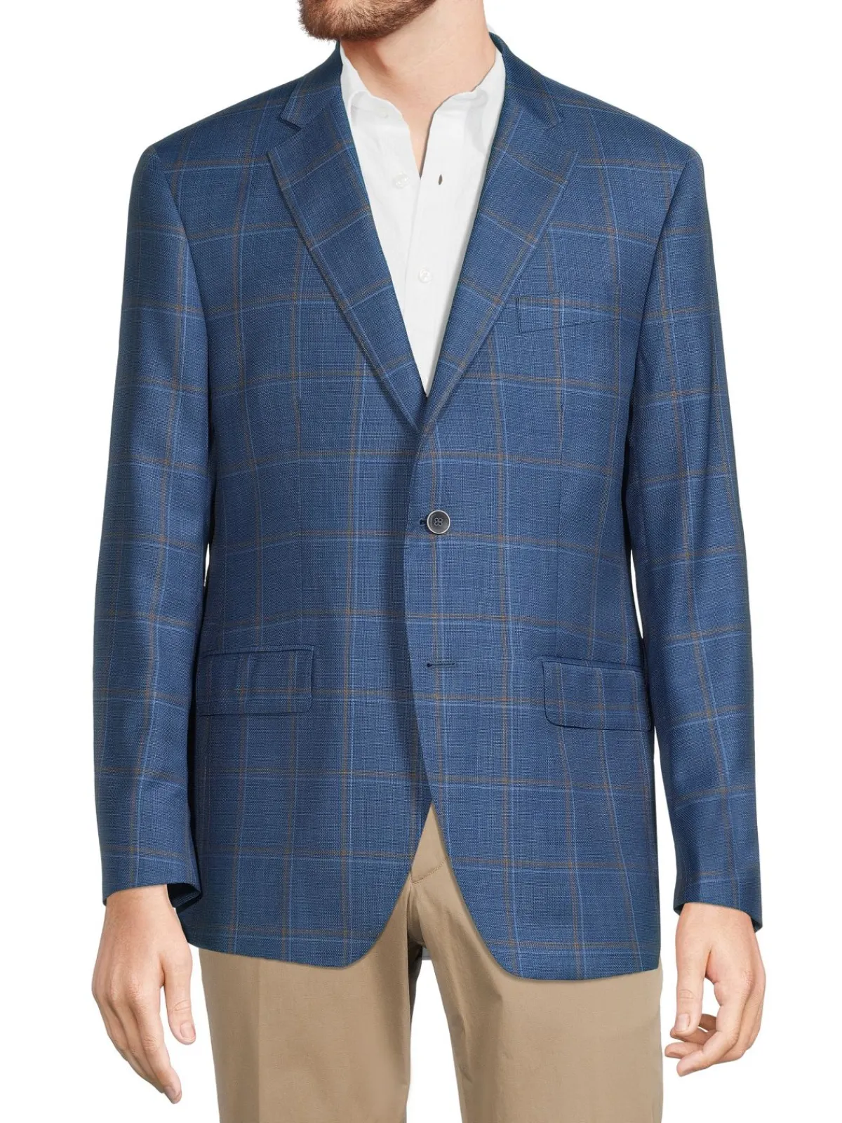 Saks Fifth Avenue Blazers & Sportcoats|Modern Fit Checked Wool Blend Blazer Light Blue