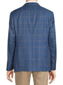 Saks Fifth Avenue Blazers & Sportcoats|Modern Fit Checked Wool Blend Blazer Light Blue