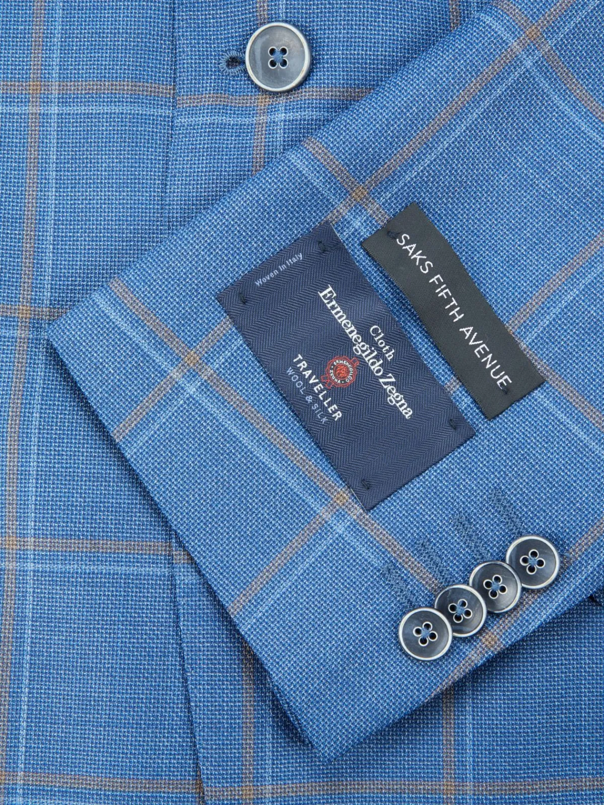 Saks Fifth Avenue Blazers & Sportcoats|Modern Fit Checked Wool Blend Blazer Light Blue