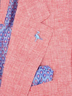 TailorByrd Blazers & Sportcoats|Modern Fit Houndstooth Linen Blend Sportcoat Red