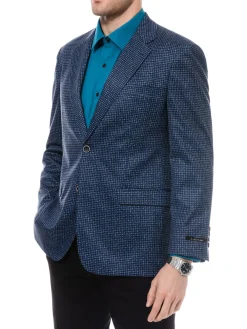 1...Like No Other Blazers & Sportcoats|Modern Fit Mini Check Sportcoat Blue