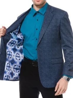 1...Like No Other Blazers & Sportcoats|Modern Fit Mini Check Sportcoat Blue