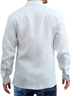 Saryans Arthur Linen|Modern Fit Textured Linen Shirt Baby Blue