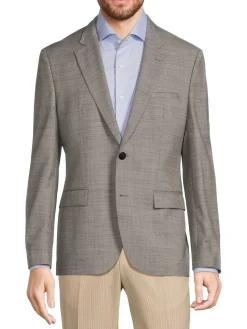 HUGO Blazers & Sportcoats|Modern Fit Textured Virgin Wool Blend Blazer Charcoal