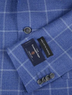 Saks Fifth Avenue Blazers & Sportcoats|Modern Fit Windowpane Check Wool & Silk Blazer Light Blue