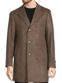 Saks Fifth Avenue Cashmere|Modern Fit Wool Blend Car Coat With Bib Brown