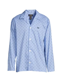 Polo Ralph Lauren Loungewear, Sleepwear & Robes|Monogram Button Down Pajama Shirt Blue