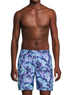 TailorByrd Swimwear|Monsterra Leaf Swim Shorts Blue