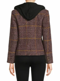 Women Central Park West Monte Plaid Dickie Twofer Hoodie Blazer
