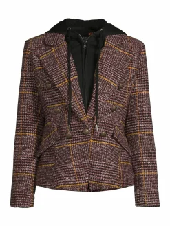 Women Central Park West Monte Plaid Dickie Twofer Hoodie Blazer