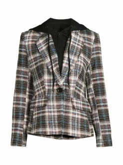 Women Central Park West Monte Plaid Dickie Twofer Hoodie Blazer
