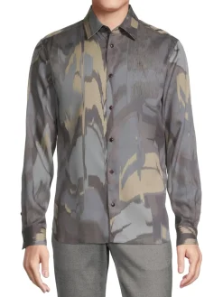 Ted Baker London Casual Button-Down Shirts|Mordun Abstract Shirt Grey