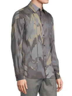 Ted Baker London Casual Button-Down Shirts|Mordun Abstract Shirt Grey