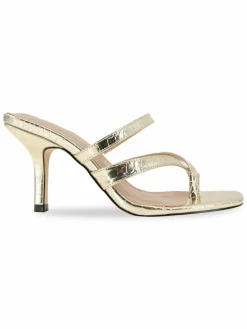 BCBGeneration Mosina Croc-Embossed Strappy Heel Sandals