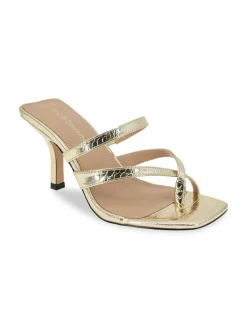 BCBGeneration Mosina Croc-Embossed Strappy Heel Sandals