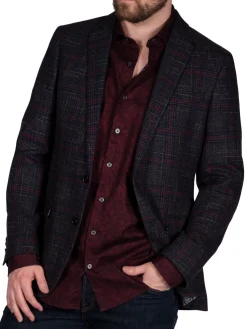 Original Penguin Blazers & Sportcoats|Multi Plaid Wool Blend Blazer Navy
