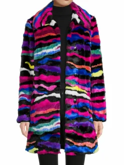 Women Karl Lagerfeld Paris Multicolor Faux Fur Coat
