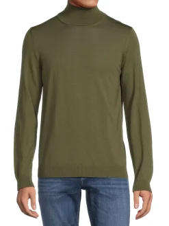 BOSS Sweaters|Musso Virgin Wool Turtle Neck Sweater Green