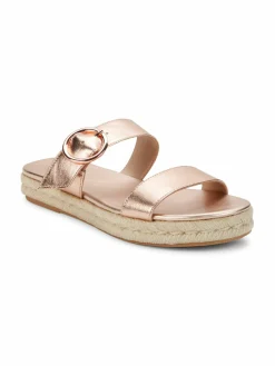 Stuart Weitzman Mykonos Metallic Leather Espadrille Sandals