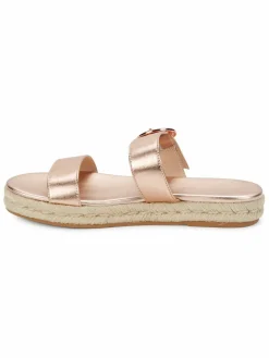 Stuart Weitzman Mykonos Metallic Leather Espadrille Sandals
