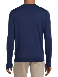BOSS Sweaters|Nappi Crewneck Virgin Wool Sweater Navy
