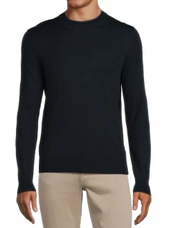 BOSS Sweaters|Nappi Crewneck Virgin Wool Sweater Navy