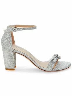 Stuart Weitzman Nearlynude Textured Bow Ankle Strap Sandals