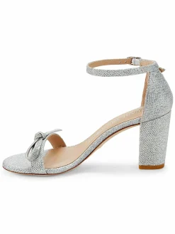 Stuart Weitzman Nearlynude Textured Bow Ankle Strap Sandals