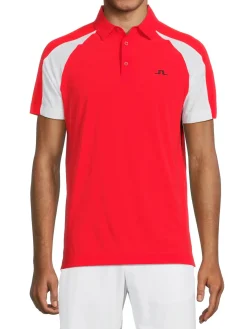 J.Lindeberg Polos|Nial Two Tone Logo Polo Fiery Red