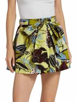Women Tanya Taylor Nikiya Belted Floral Shorts