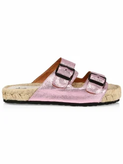 Manebí Nordic Metallic Leather Espadrille Slides