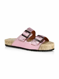 Manebí Nordic Metallic Leather Espadrille Slides