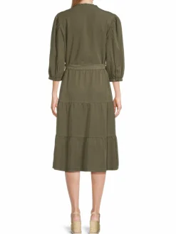 Women Saks Fifth Avenue Notch Collar Belted Midi Dress