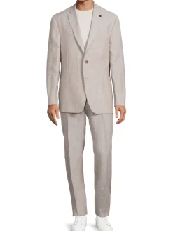 Hart Schaffner Marx Linen|Notch Lapel Linen Suit Beige