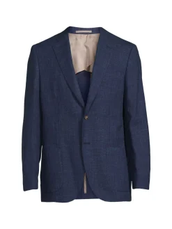 Luciano Barbera Blazers & Sportcoats|Notch Lapel Wool Blend Blazer Navy