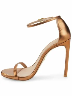 Stuart Weitzman Nudist Metallic Leather Ankle Strap Sandals