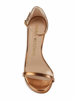 Stuart Weitzman Nudist Metallic Leather Ankle Strap Sandals