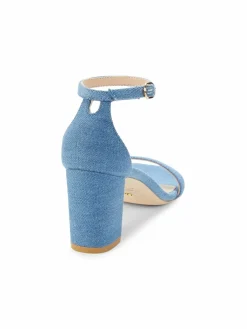 Stuart Weitzman Nudistcurve Denim Ankle Strap Sandals