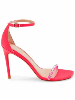 Stuart Weitzman Nudistcurve Embellished Coated Leather Sandals
