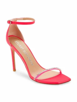 Stuart Weitzman Nudistcurve Embellished Coated Leather Sandals