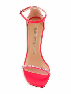 Stuart Weitzman Nudistcurve Embellished Coated Leather Sandals