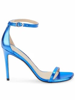 Stuart Weitzman Nudistcurve Metallic Leather Ankle Strap Sandals