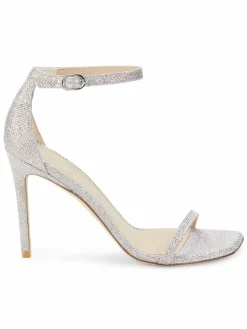 Stuart Weitzman Nudistcurve Textured Ankle Strap Sandals