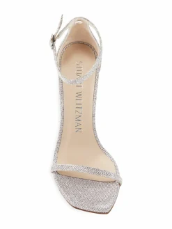 Stuart Weitzman Nudistcurve Textured Ankle Strap Sandals