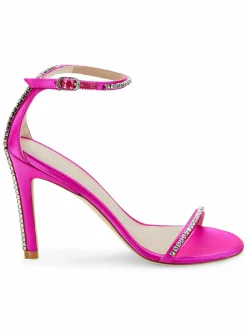 Stuart Weitzman Nudistglam 100 Embellished Satin Sandals